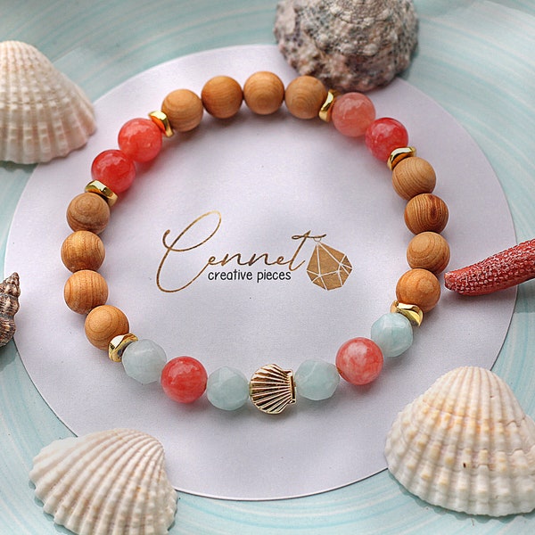 Coral Shell | Diffuser Armband | Ätherische Öle | Diffusor | Bracelet | Hämatit | Hematite | Gemstones