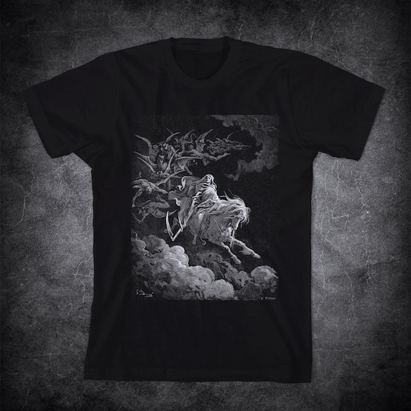 GUSTAVE DORE t-shirt - Death on a Pale Horse, Death rides into the world, The Fourth Horseman, Gustave Dore Illustration