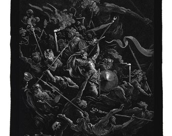 GUSTAVE DORE back patch - Gustave Dore illustration, Engraving from Milton - Paradise Lost back patch, Dore engraving