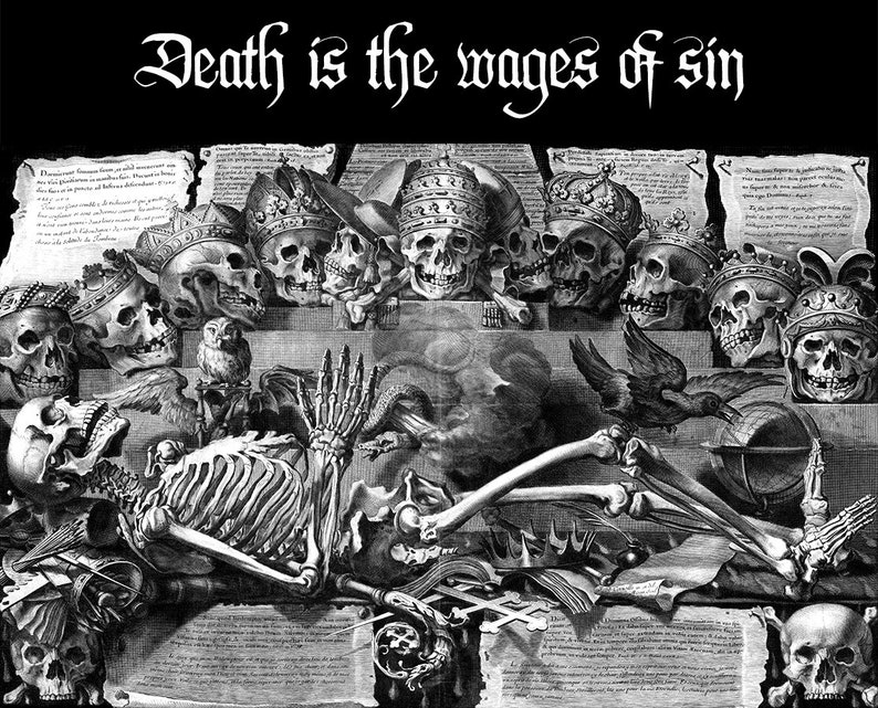 Death is the Wages of Sin Tshirt, Michel Mosin 1680, Stipendia Peccati