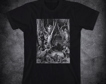 T-shirt GUSTAVE DORE - Forest Of Suicides, Illustration Gustave Dore, Gravure, T-shirt Dante’s Inferno, Enfer