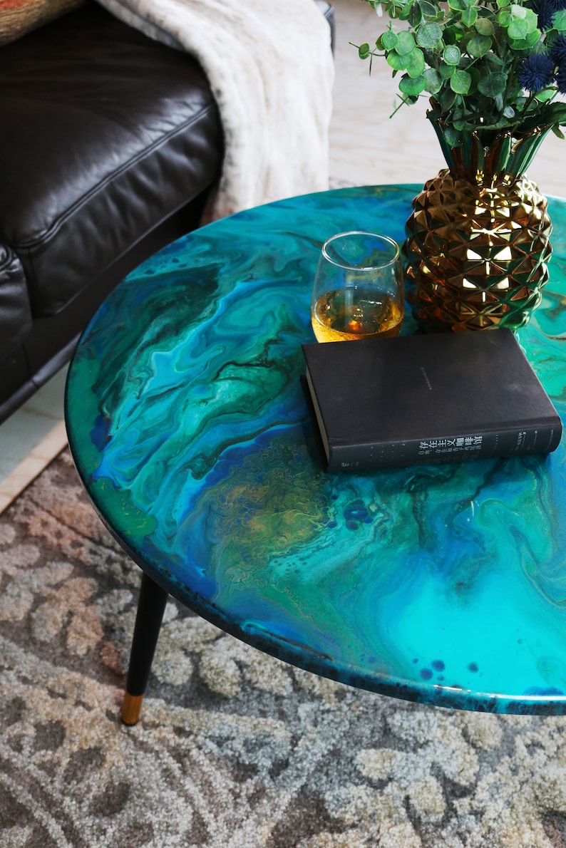 Blue Imitation Marble Epoxy Resin Epoxy Resin Art Tabletops/Epoxy Table/Epoxy Coffee Table/Resin Coffee Table  