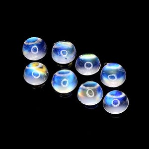Blue Fire Rainbow Moonstone Cabochon, 8 Pcs Rainbow Moonstone Gemstone Lot, 100 % Natural Moonstone Lot, Top Quality 1.85 Cts 4 mm H36-1