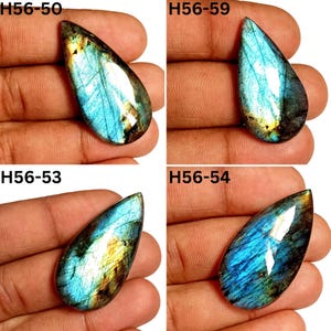 Stunning Blue Fire Labradorite Gemstone, 100 % Natural Multi Blue Labradorite Cabochon, Loose Gemstone For Jewellery Pear Shape H56