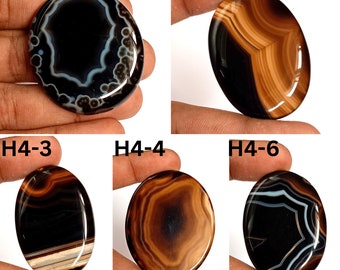 Amazing 100 % Natural Black Banded Agate Cabochon Gemstone, Beautiful Black Banded Agate Gemstone, Gift For Her H4