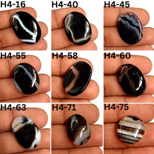 Stunning !!! 100 % Natural Black Banded Agate Cabochon Gemstone, Beautiful Black Banded Agate Gemstone, Gift For Her H4
