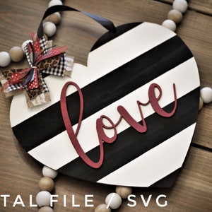 Valentine Door Hanger SVG Heart Shape Cutout File for Laser Love Valentine&#39;s Day Decor DIY Compatible with Glowforge