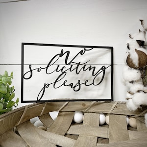 No Soliciting Please Sign SVG Cutout File for Laser Front Door Decor Wreath Add-on DIY Digital Download Compatible with Glowforge