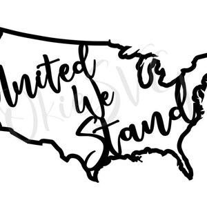 United We Stand USA Shape Cutouts SVG File for Laser or Vinyl Cutting America Patriotic Design 4th of July