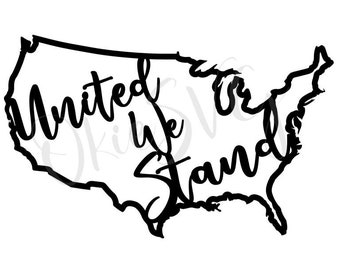 United We Stand USA Shape Cutouts SVG File for Laser or Vinyl Cutting America Patriotic Design 4th of July