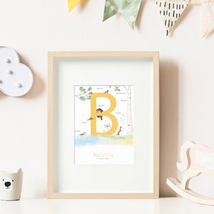 Cartel de la carta personalizada, inicial del bebé, regalo de nacimiento