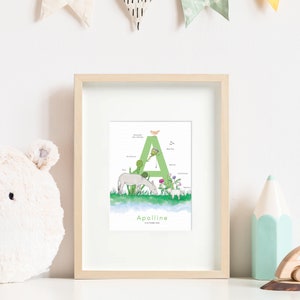 Cartel de carta personalizada, inicial del bebé, regalo de nacimiento, francés o inglés