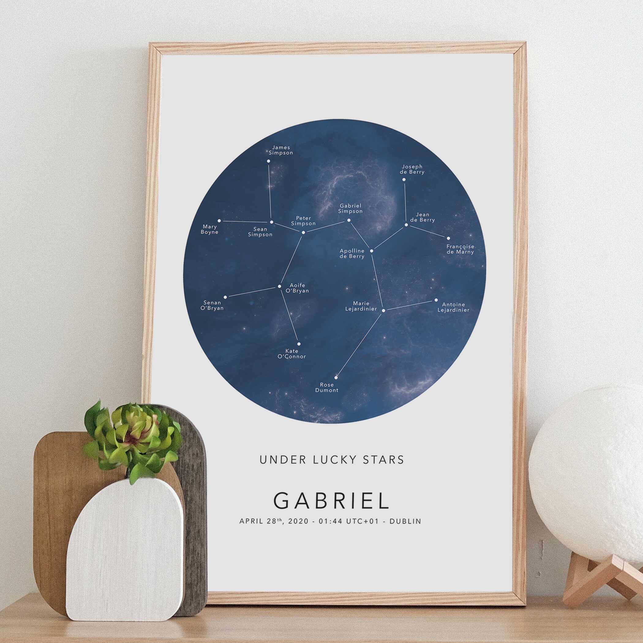 Family Sky Map, Affiche Personnalisée, Arbre Généalogique, Carte Du Ciel, Déco Chambre Enfant, Cadea