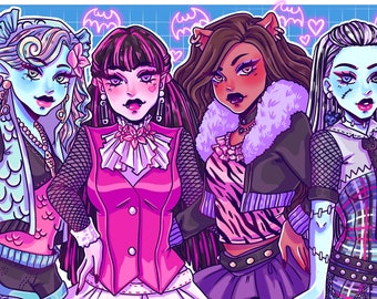 Monster Girls Group Print