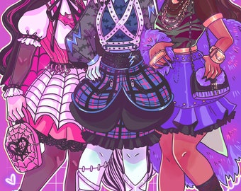 Monster Girls Fashion Print