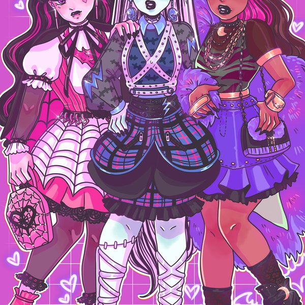 Monster Girls Fashion Print