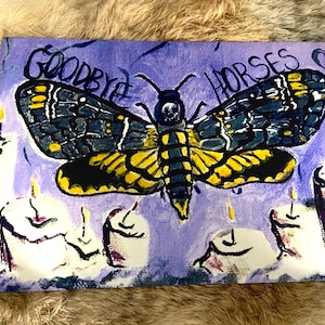 Żegnajcie konie Głowa Śmierci Hawkmoth Ilustracja Sztuka Wydruk 5x7