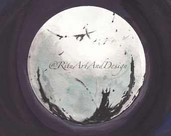 Fine Art Print -Destiny inspired painting - The Traveller - Ink and Gouache Painting - Destiny 2 - Gamer Nerd Art - Wall Art Decor