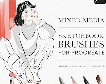 Sketchbook Procreate Brushes - Mixed Media - Sketch Art Painting Kit Procreate - iPad Brushes - Watercolor Brushes - Canvas Digital Download