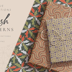 Lush Seamless Patterns - Digital Paper - Scrapbook Papers - Digital Background - Geometric Paper Set - Abstract Vector & PNG Floral Flower