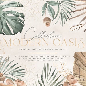Moderne Oase - Aquarell Digital Clipart - individuelle PNG-Dateien - Hochzeit - von Hand bemalt Grafik-Set - große Sammlung - tropischen & Boho
