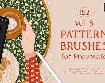 Pattern Brushes for Procreate - Painting Kit for Procreate - iPad Brushes Patterned Procreate Brushes - Watercolor Brushes - Terrazzo Waves