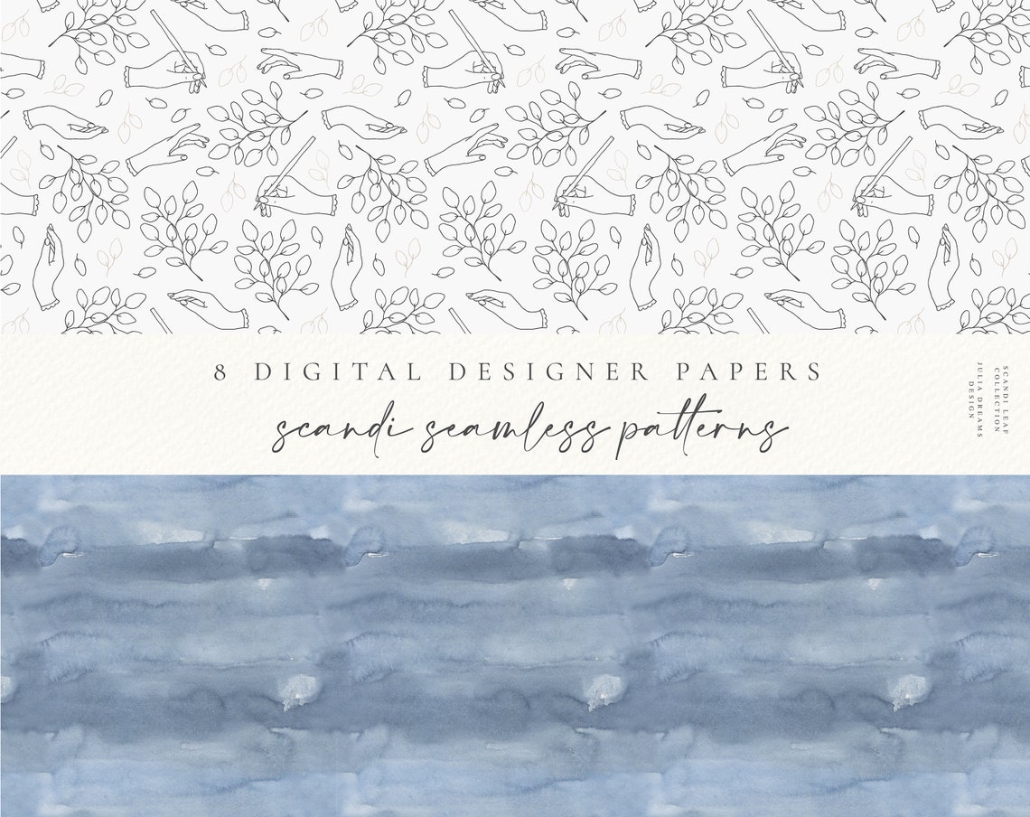 Scandi Leaf Digital Paper Scrapbook Papers Seamless - Etsy