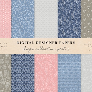 Japanese Digital Papers 2 - Scrapbook Paper - Seamless Patterns - Digital Background - Printable Paper Set - Japan Style - Traditional Print