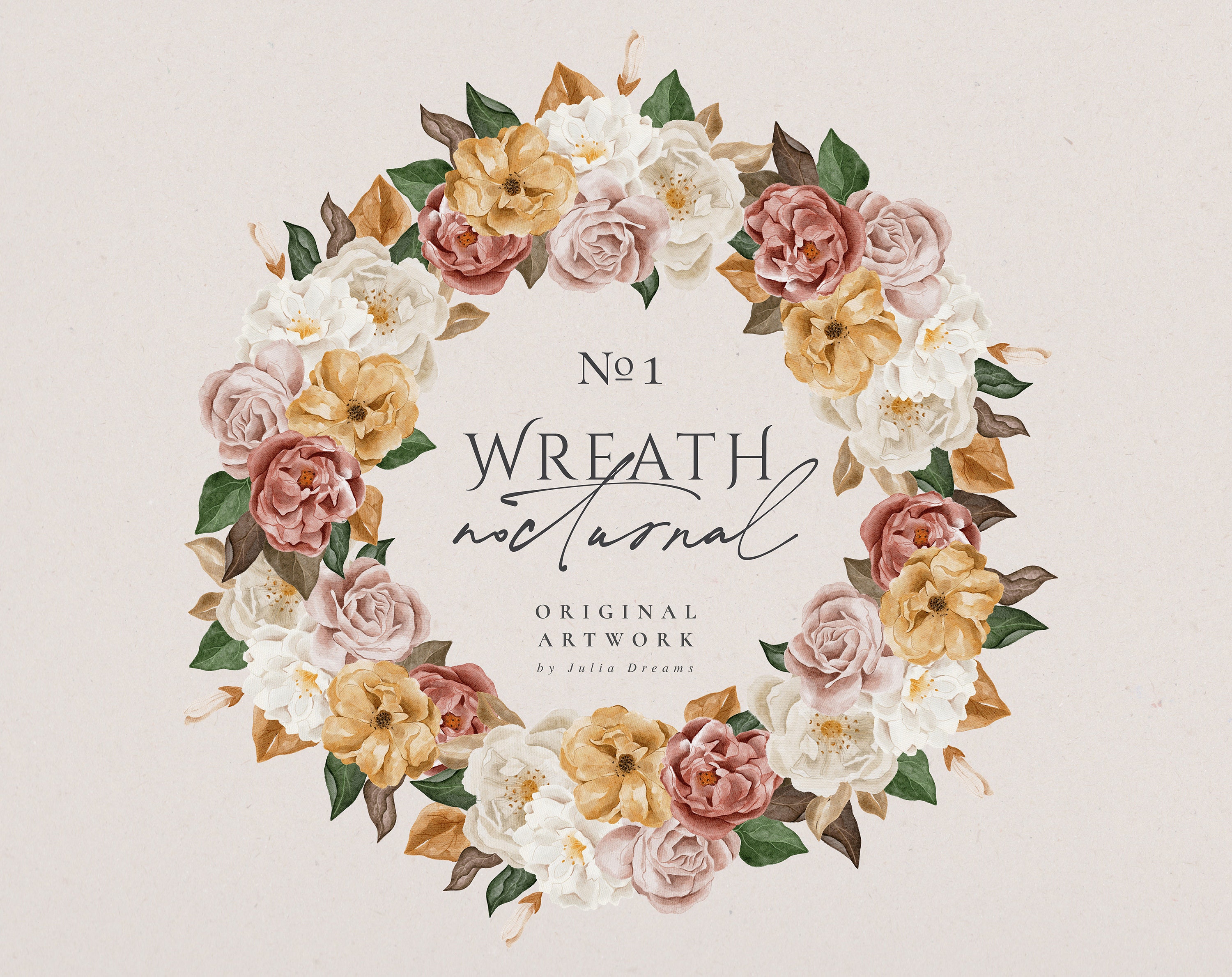 Watercolor Flower Wreath 1 Digital Clipart Individual PNG | Etsy