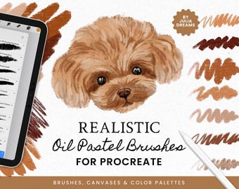 Realistic Oil Pastel Procreate Brushes - Painting Kit for Procreate iPad Brushes - Pastel Brushes Oil Canvas Digital Download Crayon Pencil
