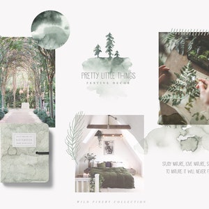 May include: A collage of images featuring a green watercolor background with a handwritten quote "Study nature, love nature, stay close to nature, it will never fail you". The collage also includes images of a green leafy archway, a notebook with a green watercolor cover, a bedroom with a green bedspread, and a hand holding a green leaf.