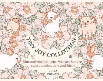 Tiny Joy Collection - Baby Shower Clipart - Digitale Papiere Nahtlose Muster - Tiere - Kinder grafik - Baby Junge Baby Mädchen Kinderzimmer