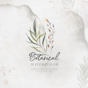 Botanische aquarel-aquarel digitale clipart-individuele PNG-bestanden-bruiloft-hand geschilderde grafische set-grote collectie-Floral