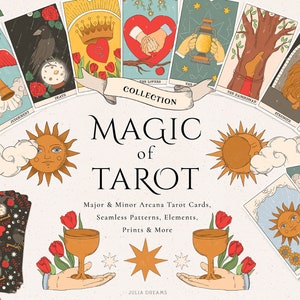 Magie von Tarot - spirituelle Hexe digitale Clipart - individuelle PNG-Dateien - Tarot Karte Schreibtisch - Major Minor Arcana - Vintage DigitalPapier