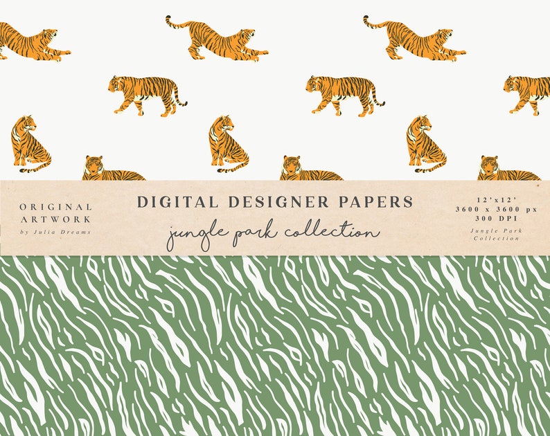 Jungle Digital Paper - Scrapbook Paper - Seamless Patterns - Digital ...