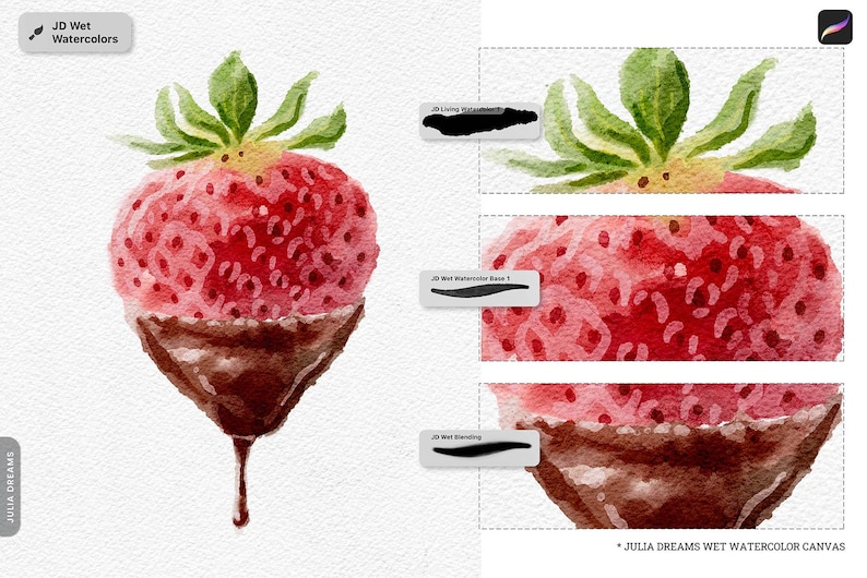 Wet on Wet Watercolor Procreate Brushes - Realistic Painting Kit for Procreate - iPad Brushes Watercolor Brushes - Watercolor Canvas Digital image 2