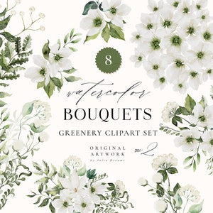 Greenery Floral Bouquet 2 - Floral logo clipart - Arranjos - Convite de casamento - Clipart digital PNG - Flores silvestres Meadow Flowers Clip Art