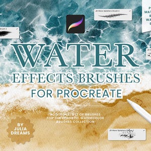水効果 Procreate ブラシ - ペイントキット 海 - iPad ブラシ - 水彩ブラシ - 波パターンブラシ 海のテクスチャ 泡の飛沫