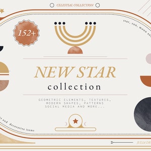 Neue Star Clipart Sammlung - individuelle PNG-Dateien - Boho geometrische Clipart - digitale Papiere - Hochzeit Branding - moderne Stern Sonne Mond Kunst