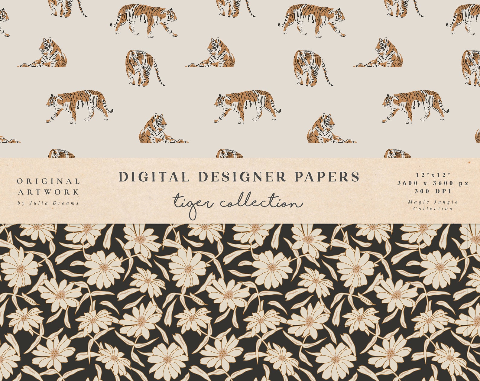 Tiger Digital Papers Commercial Use Scrapbook Paper Etsy