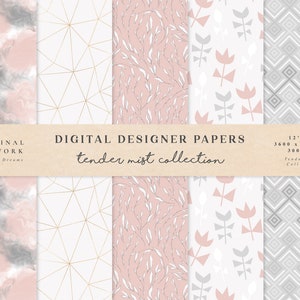 Tender Mist Digital Paper - Watercolor Scrapbook Papers - Seamless Patterns - Sfondo digitale - Set di carta stampabile - Texture in marmo