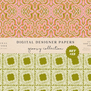 Peace Digital Papers - Commercial Use - Scrapbook Paper - Seamless Pattern - Designer Paper - Background - 70s Flower Vintage Tiger Print image 4