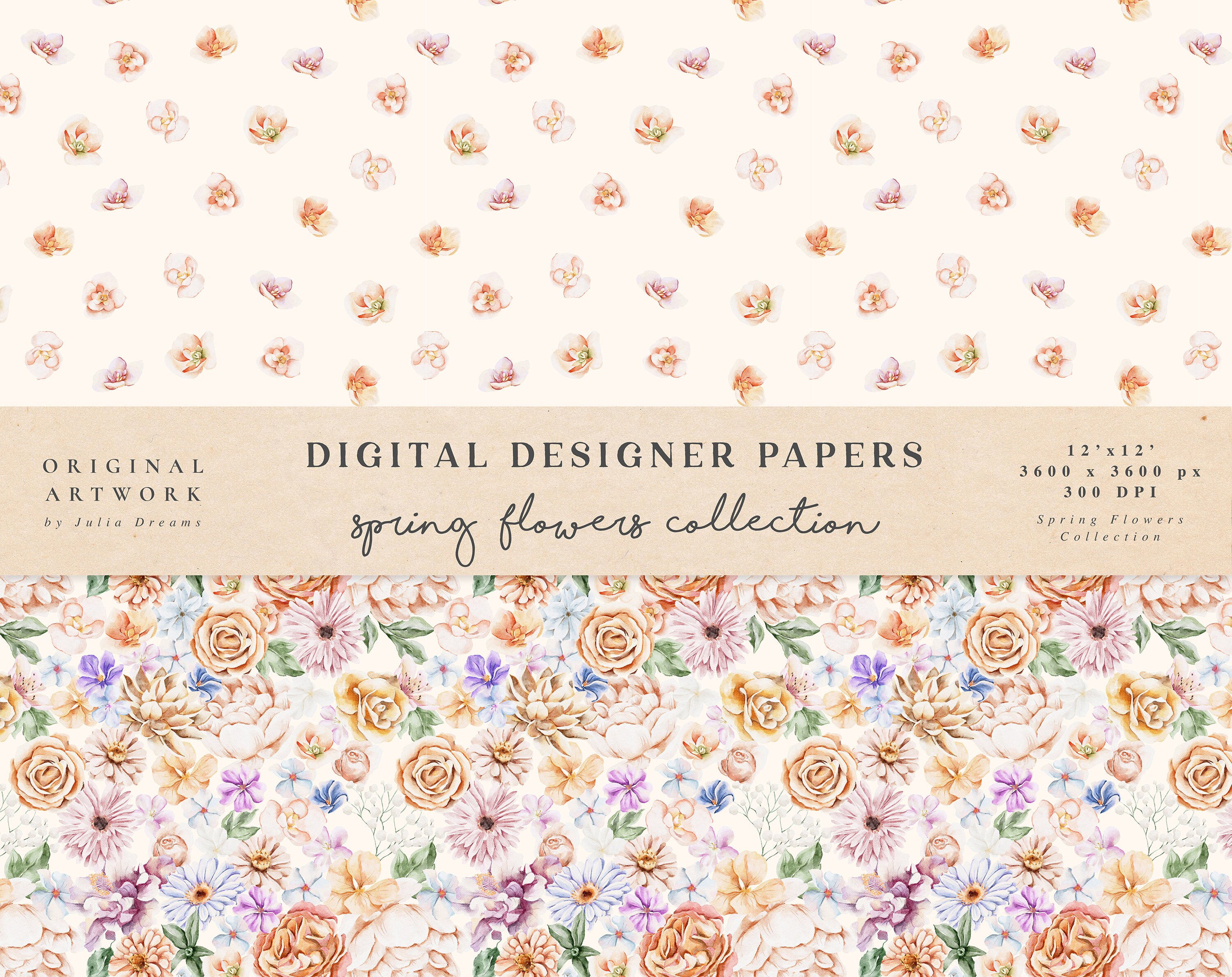 Spring Flowers Digital Paper Scrapbook Papers Seamless - Etsy