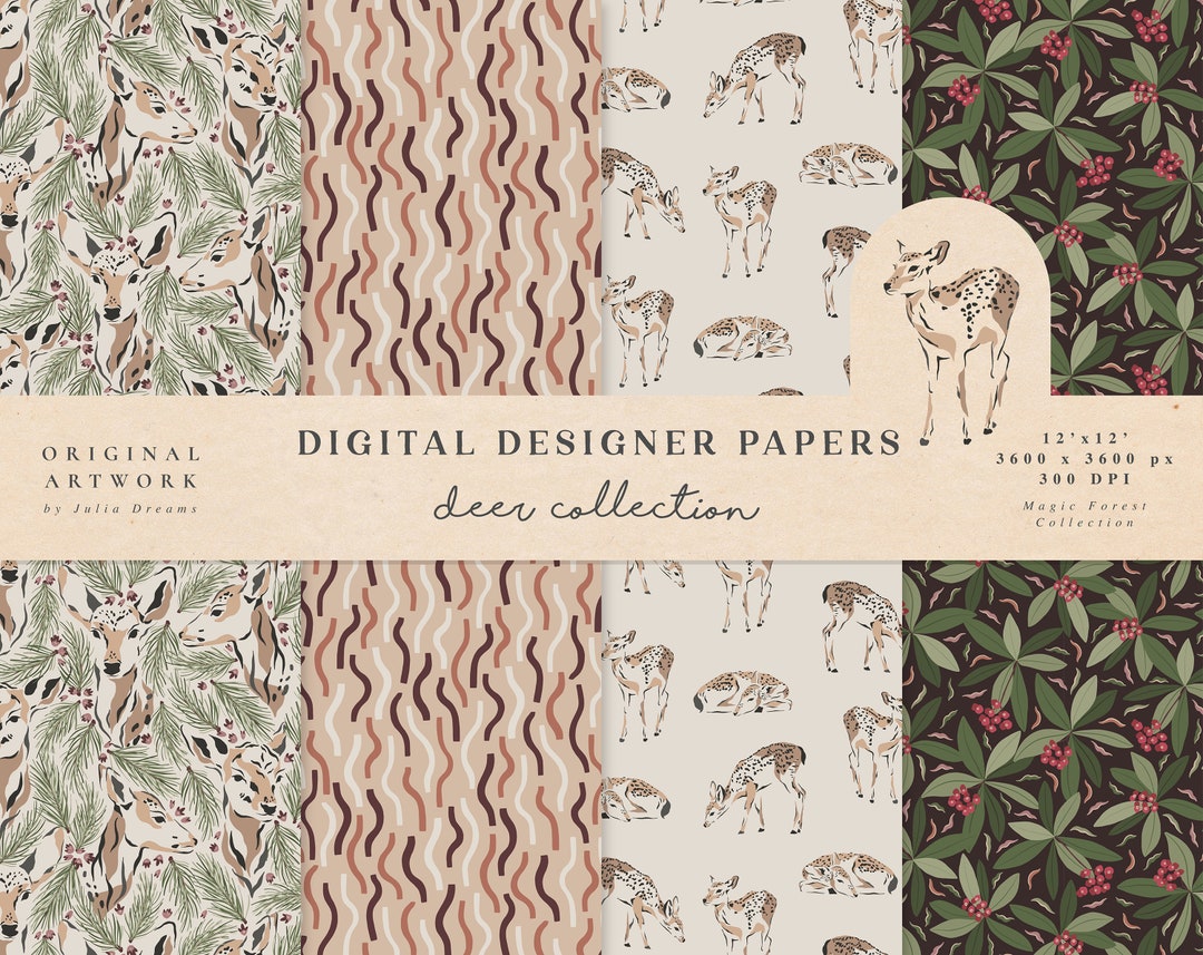 Deer Digital Papers - Commercial Use - Scrapbook Paper - Seamless ...
