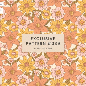 Exklusives Muster 039 - Nahtloses Muster Scrapbook Papier Stoff - Druckbares Papier OOAK - Blumen 70er Hippie - Kinder Baby Druck Digitales Papier