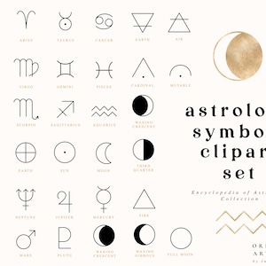 Astrology Zodiac Signs Clipart Set - Zodiac Symbols - Instant Download - Astrology Celestial Clip Art - Gold Zodiac - Logo PNG - Horoscope