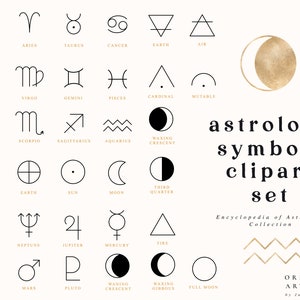 Astrology Zodiac Signs Clipart Set - Zodiac Symbols - Instant Download - Astrology Celestial Clip Art - Gold Zodiac - Logo PNG - Horoscope