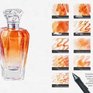 May include: A set of 13 watercolor brushes for Clip Studio Paint. The brushes are designed to create realistic and authentic watercolor effects. The image shows a variety of brush strokes, including dry brush, wet brush, and edge brush. The brushes are perfect for creating a variety of watercolor effects, from subtle washes to bold strokes.
