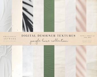 Jungle Luxe Digital Textures - Watercolour Paper Textures - Paper Digital Background - White Paper Texture - Tropical Scrapbook Paper