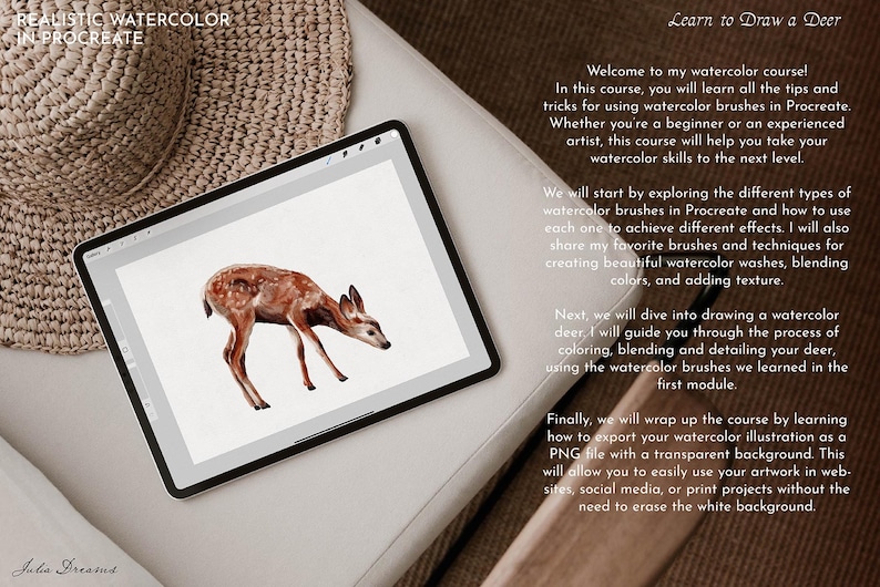 Acuarela Realista en Procreate Tutorial Procreate Ciervos en Acuarela Video de Dibujo Curso de Acuarela Pinceles Procreate Cómo Dibujar imagen 2
